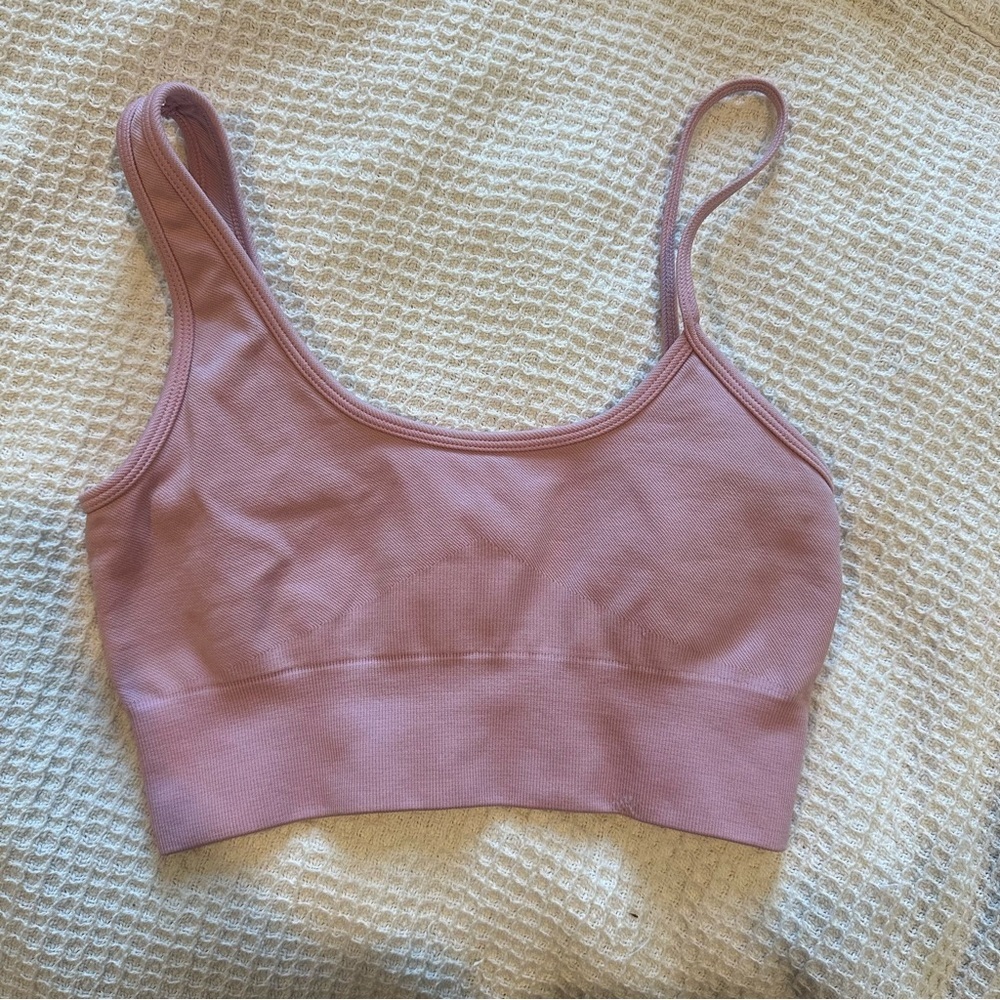 BO+TEE Bike Sports Bra asymmetric crop top Athletic bubblegum pink size medium - Picture 6 of 7